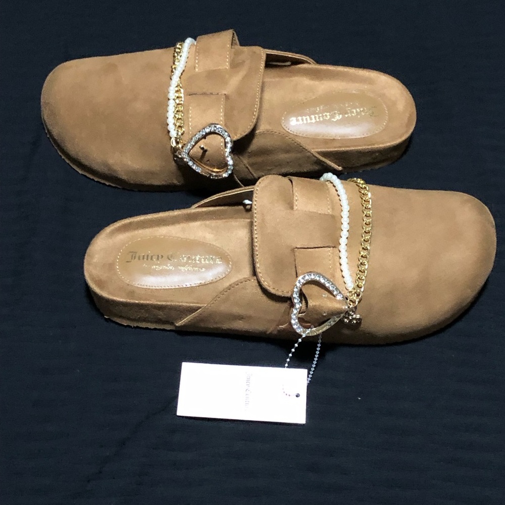 Juicy Couture Women's Chain Mules, Size 10,Slip-On, WJ06392W, Dark Natural Tan